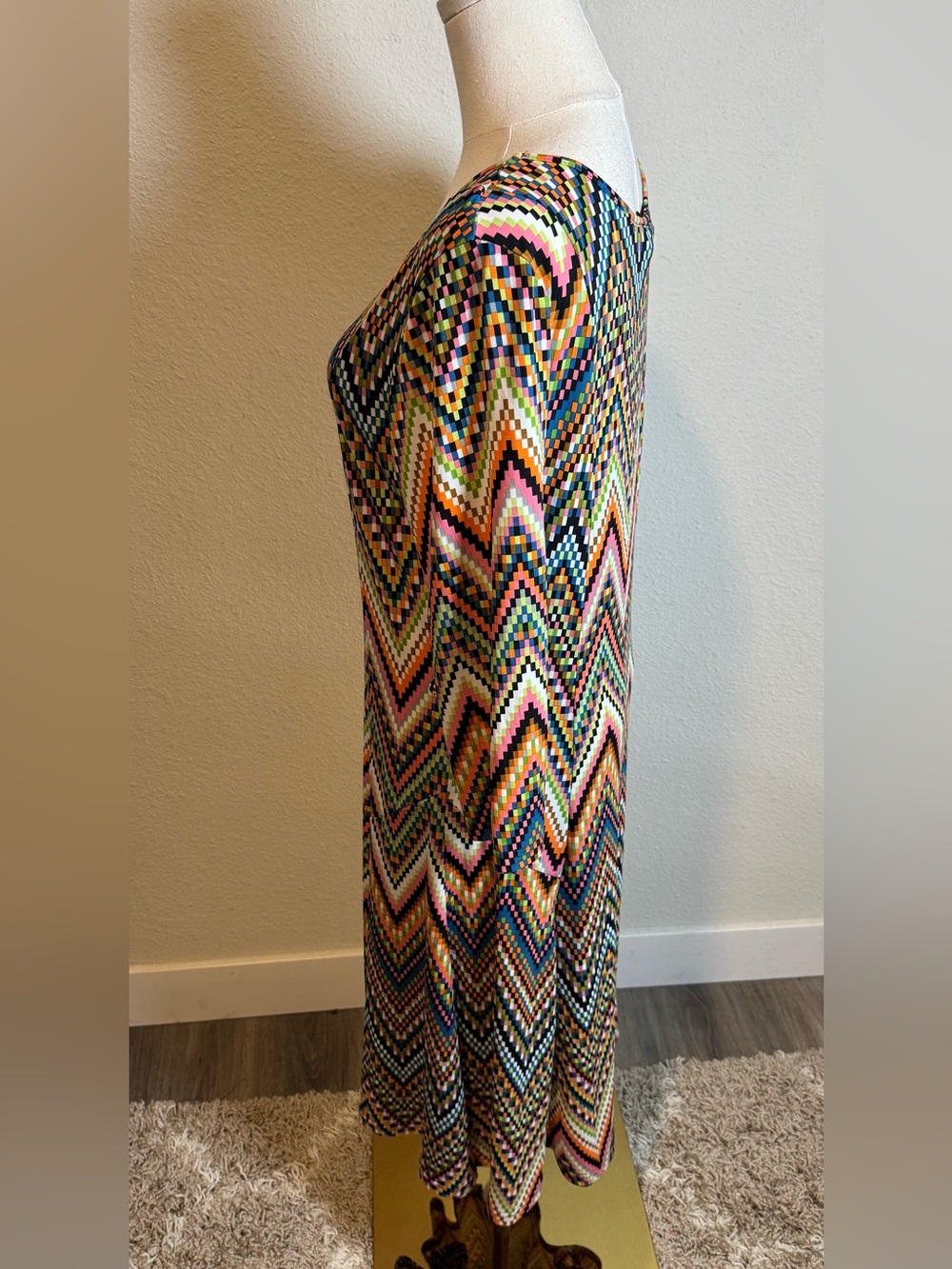 Lennie for Nina Leonard Multicolor Zigzag Chevron Knit Dress No Belt size Medium - Picture 3 of 13
